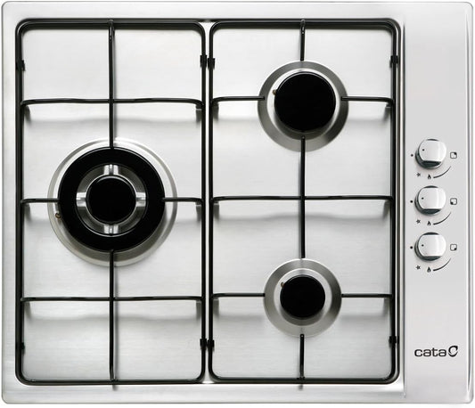 Gaskookplaat – Gasfornuis – Kookplaat – Gaspitten – Gaskooktoestel – 3 Gasbranders – Geïntegreerde Elektrische Ontsteking – Veiligheidsventielen – 58 cm – 6,25 kW