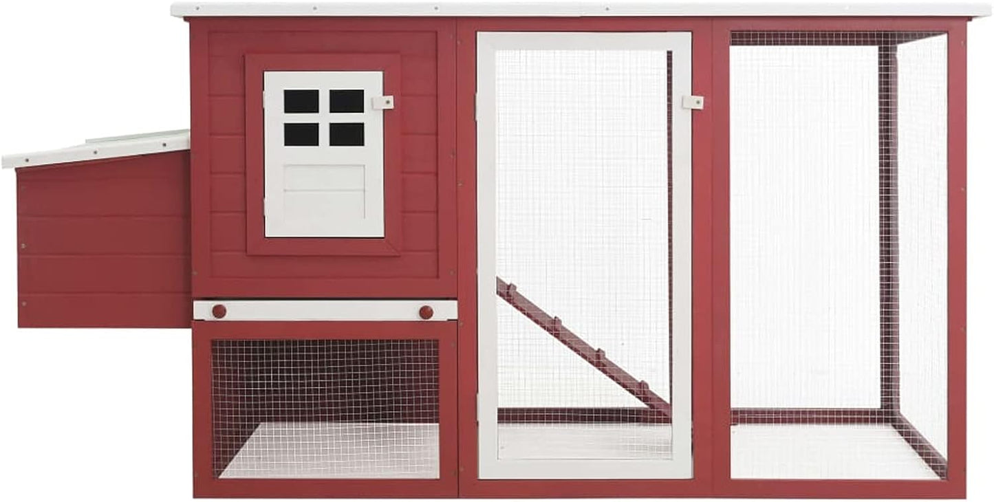 Tidyard Chicken Coop for Chickens Made of Wood with 1 Breeding House, Cage, Chicken, 202 x 75 x 98 cm - QUORE