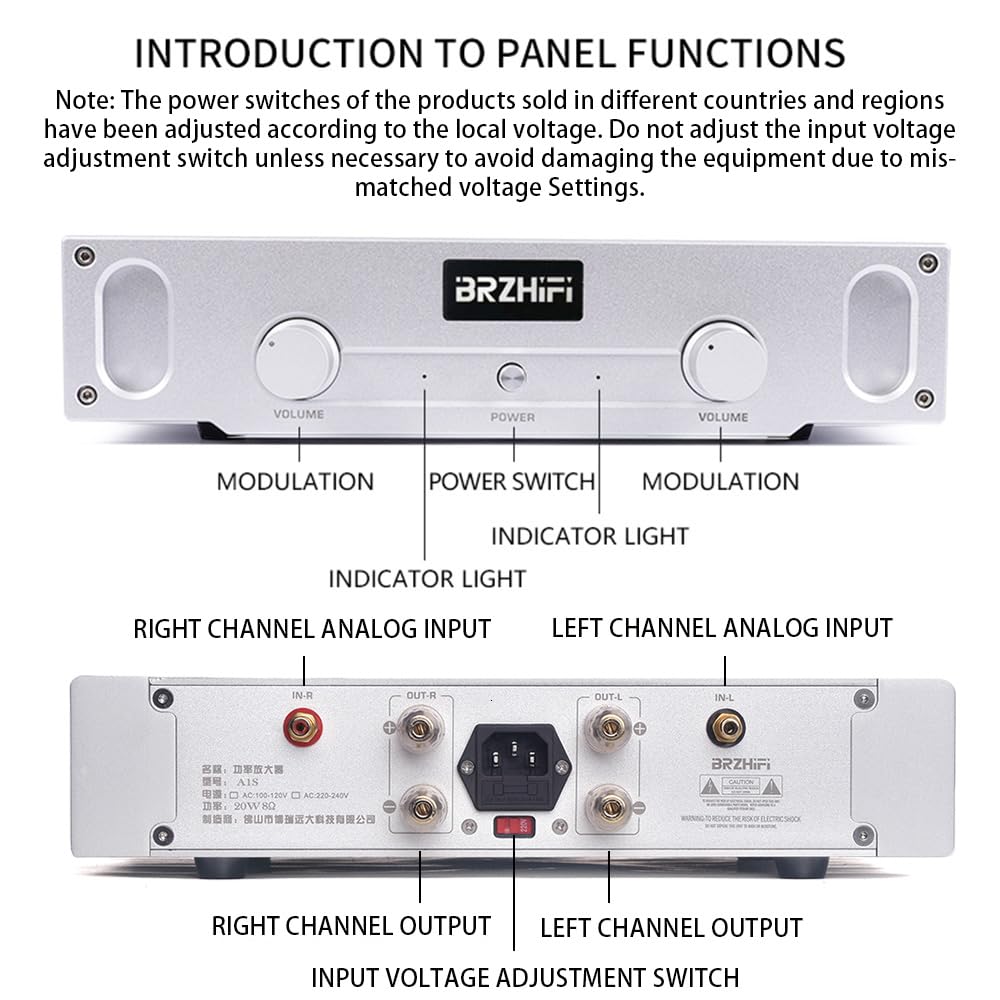 Pure Klasse A 2.0 Kanaals Eindversterker Zilver – Versterker – Hifi Versterker – Stereo Versterker – Home Audio Versterker – 20 W Bij 8 Ohm – 144.000 µF Filtercapaciteit