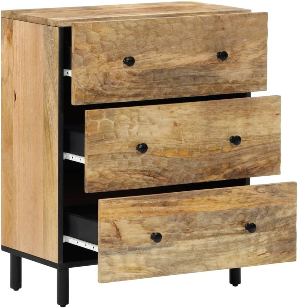 Zij-Kastjes – Opbergkast – Dressoirkast – Wandkast – Sideboard – Massief Mangohout – Stevige IJzeren Pooten – Set Van 2 – 60x33x75 cm