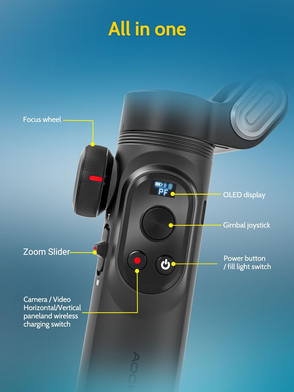 3-Assige Gimbal Stabilizer voor iPhone & Android – Telefoon Gimbal – Smartphone Stabilisator – iPhone Gimbal – Videostabilisator – AI-Tracking en 6000 Lux Vullicht – Opvouwbaar en Compact