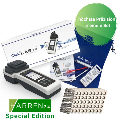 Poollab 2.0 Special Edition Elektronische zwembadtester (fotometer) | zwembadwatertester | 170 testtabletten voor chloor | pH-waarde | fenolrood | accessoires voor