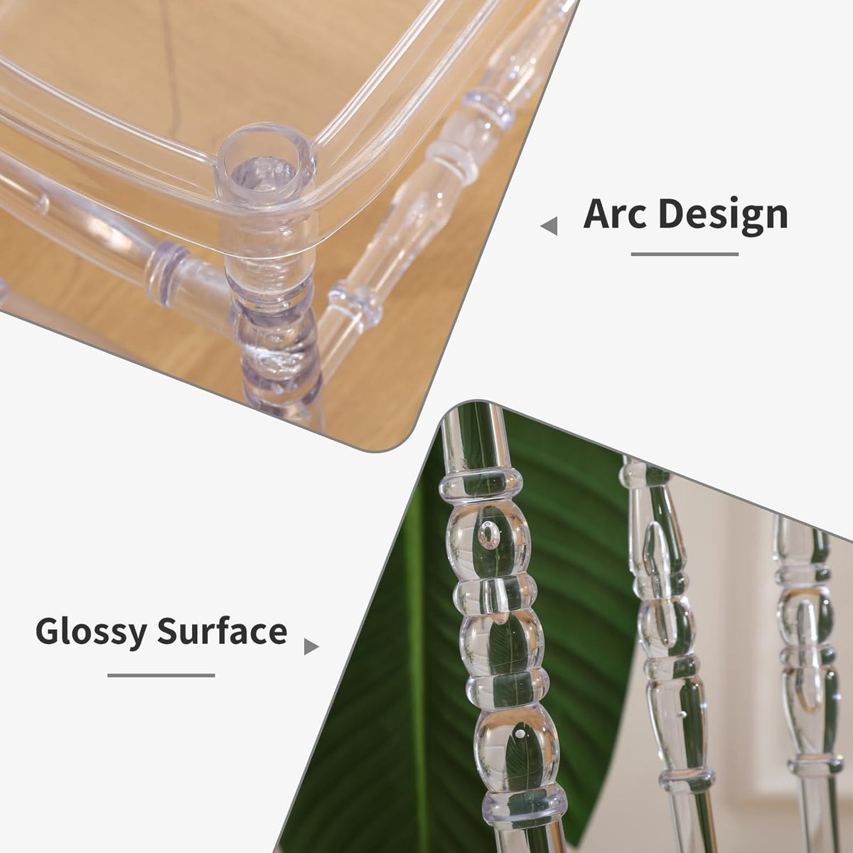 Clear Napoleon Stoel 2 Pack, Clear Acryl Stoel, Moderne Plastic Eetkamerstoelen, Armloze Transparante Kristallen Stoelen voor Bruiloft, Banket, Feest, Evenement, Keuken