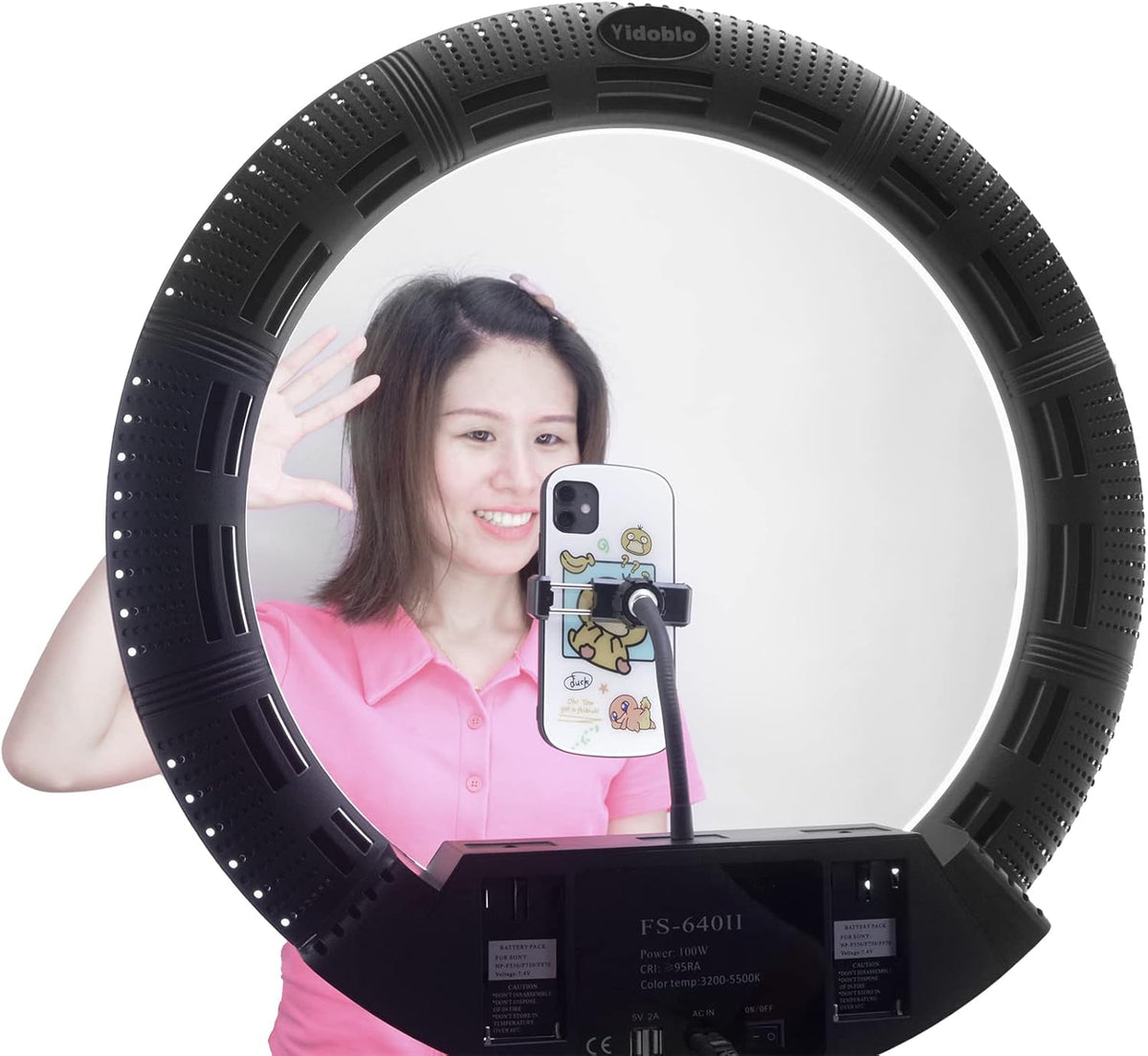 22 inch 100W LED ringlamp licht kits:handtas,statiefstandaard,infrarood afstandsbediening en 3 bases van de telefoon beugel,voor make-up portret Selfie YouTube verlichting (zwarte kleur)