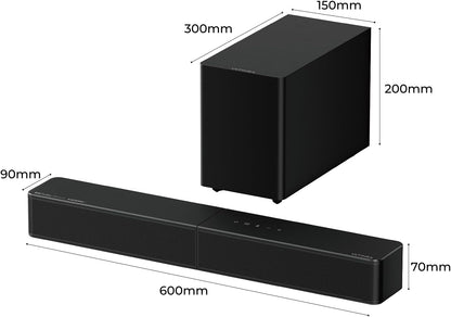 ULTIMEA 2.1 Soundbar met draadloze subwoofer, Dolby Atmos, VoiceMX, BassMX, soundbar voor Smart TV, 240 W piekvermogen, app-bediening, HDMI eARC, Optisch, Bluetooth 6.0, Poseidon M40, model 2026