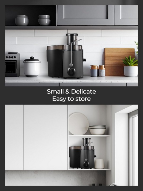 Sapcentrifuge - Slowjuicer - voor Groenten - Fruit - 400W - 65mm Vulopening - 3 Snelheden - Anti-Druppelfunctie - Oververhittingsbeveiliging - RVS - 1.6L - Zwart