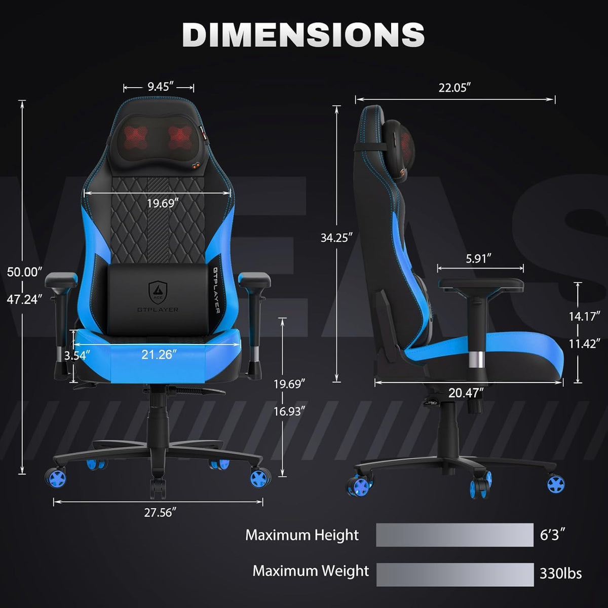 GTPLAYER Gaming Chair with Massage Gaming Chair with Pocket Spring Cushion and Footrest, Ergonomic Gaming Chair Office Chair with 4D Armrests, Computer Chair with Widened Backrest, Load Capacity up to 150 kg - QUORE