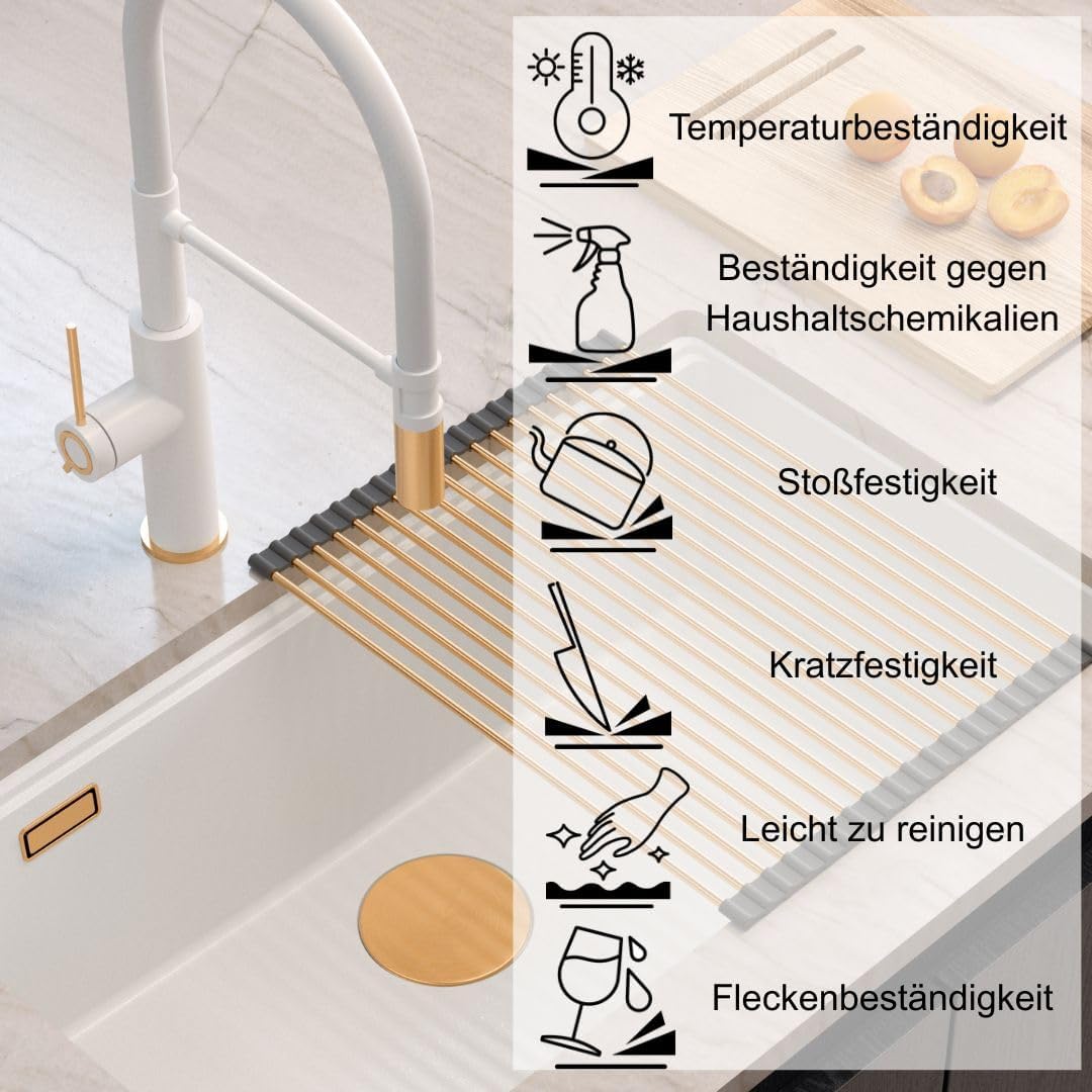 Quadron Gan 110 Enkele wastafel keukenspoelbak granieten keuken| afmetingen 70 x 37 x 23,5 cm Kleur: Pure Carbon | LOGAN 110 enkele wastafel keukenspoelbak | granieten spoelbak | inbouwspoelbak
