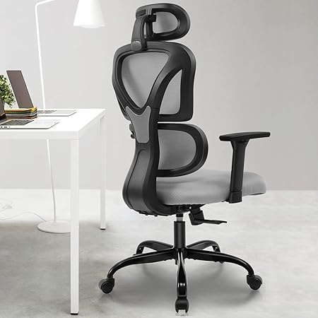 KERDOM Office Chair Ergonomic Office Chair with Adjustable Headrest Armrests Lumbar Support Against Back Pain Office Chair 150kg/330LB Load Bar - QUORE