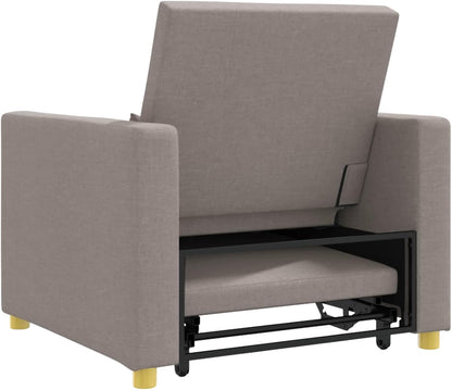 Uitschuifbare slaapbank, eenpersoons, taupe, 90 x 165 x 87 cm, stof, Scandinavische stijl, stoel voor woonkamer, slaapkamer, werkkamer, logeerkamer - QUORE