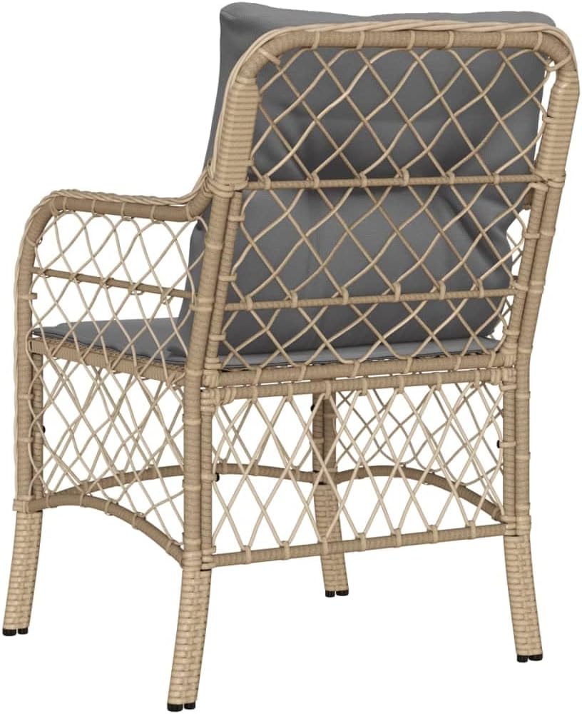 Garden Chairs with Cushions 2 Pieces Mix Beige Poly Rattan Garden Chairs Weatherproof Wood Garden Furniture Balcony Patio Patio Stacking Chair Armchair - QUORE