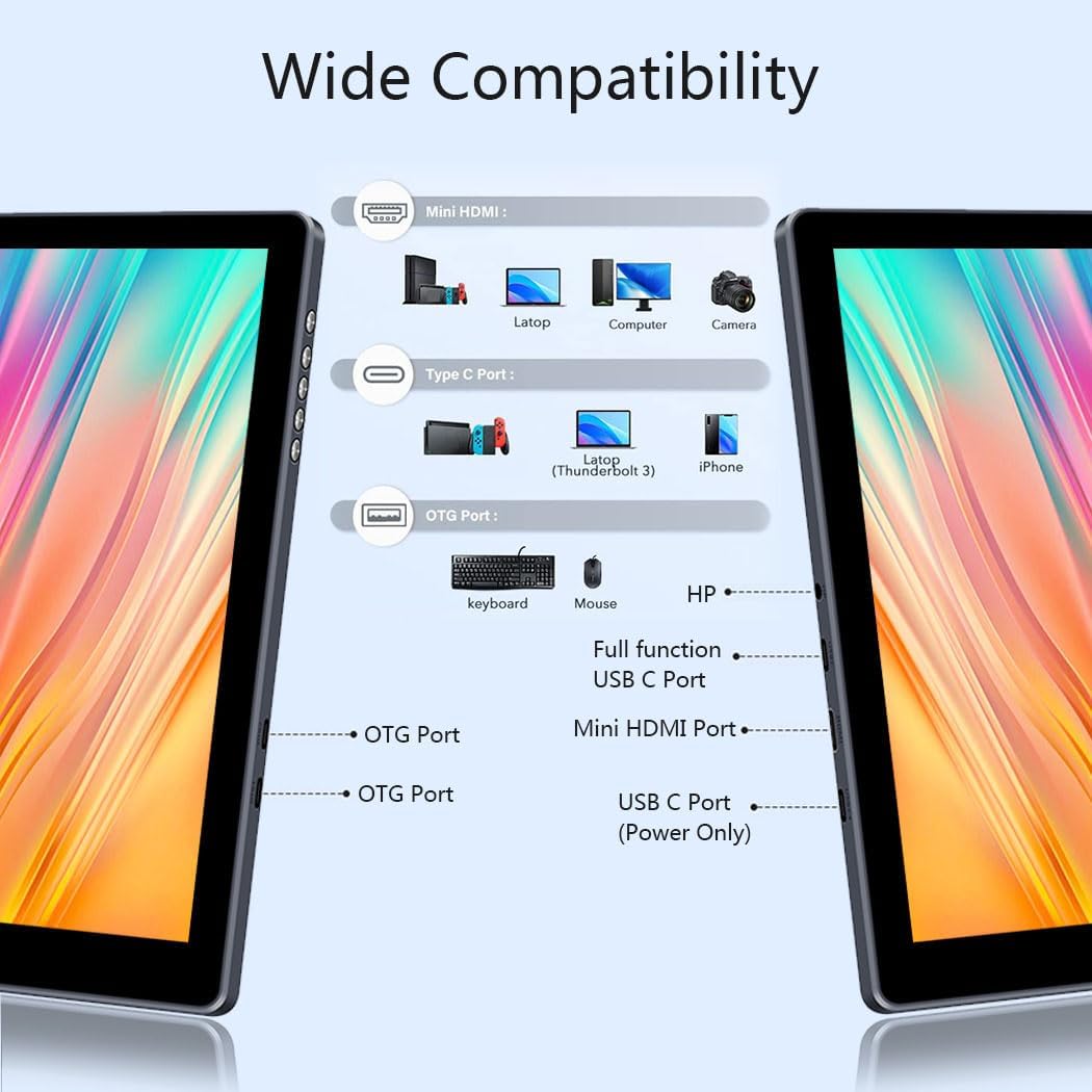 OLED Draagbare Monitor 2K 13.3'' Touchscreen, USB C Mobiel Scherm, 54000:1, QHD 100% DCI-P3 1Ms Voor Laptop, PC, Gameconsoles, Enz.