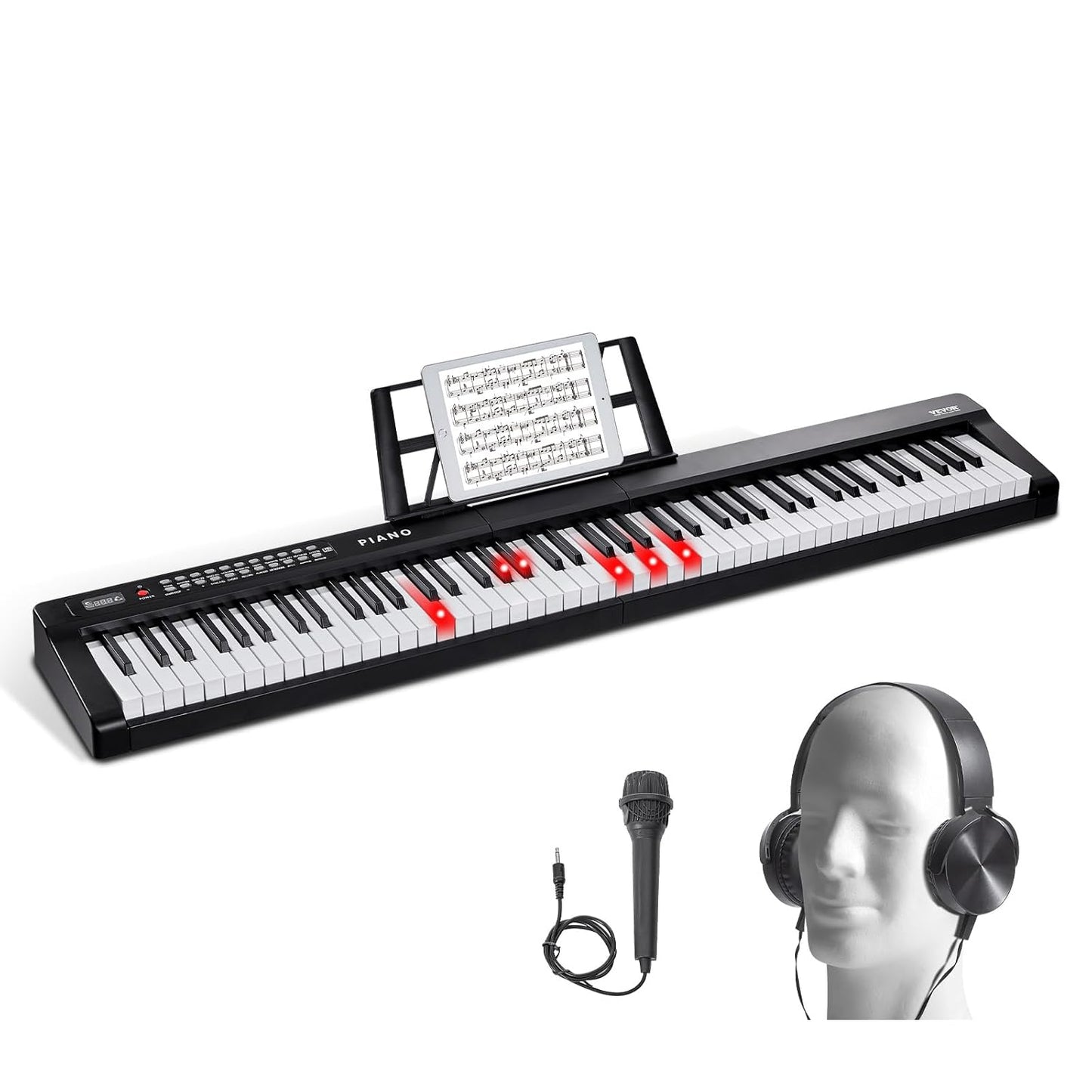 Digitale piano – Keyboard – Elektrische piano – E-Piano – Piano met toetsenbord – 88 Toetsen Halfzwaar – 1000 Tonen, 1000 Ritmes, Ingebouwde Luidsprekers, Bluetooth 5.0, USB En MIDI