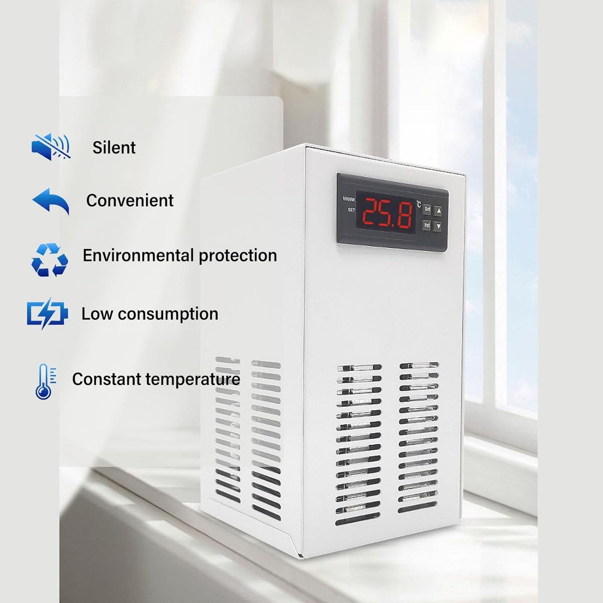 Aquarium Chiller 20L – Waterkoeler – Aquariumkoeler – Axolotl Koeler – Koelsysteem – 72W – Stil <35 dB