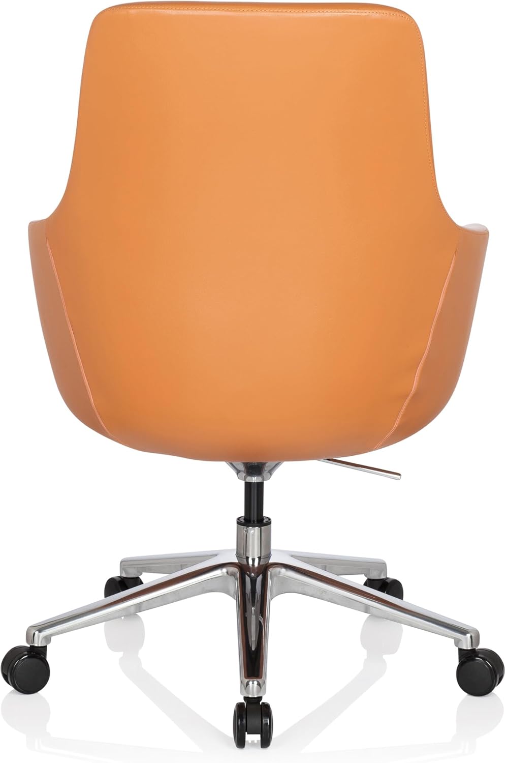 hjh OFFICE Bareno 600981 loungestoel, echt leer, oranje, hoogwaardige draaistoel, comfortabel gevoerd