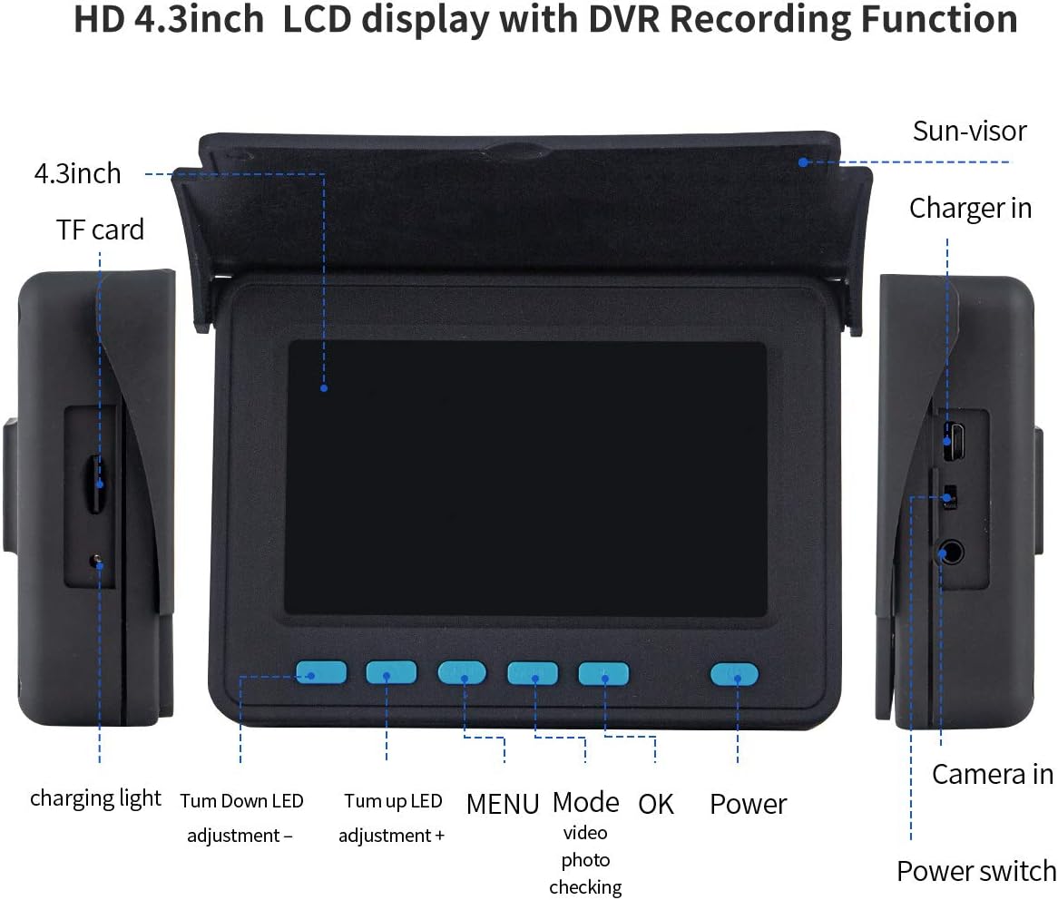 17 mm buis inspectiecamera met 16 GB DVR-video-opnamefunctie, 4,3 inch display endoscoop met ledlampen, industriële endoscoop voor loodgieters,