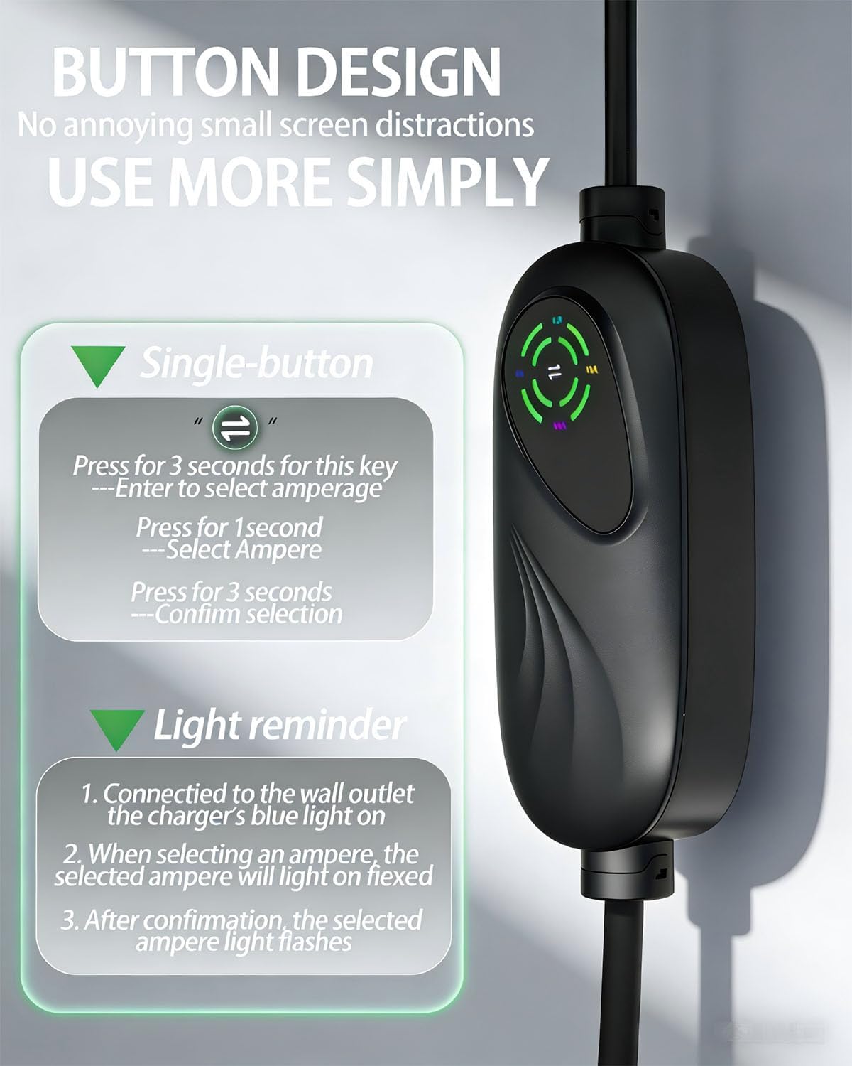 EV-lader – Elektrische Autolader – Laadadapter – Oplader – Schuko Lader – Instelbare Laadstroom – 10 Meter Kabel