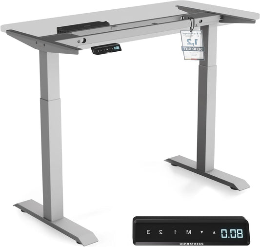 Desktronic Desk HomeOne Frame - Height Adjustable Desk, Standing Desk, Table Frame, Height Adjustable, Electric Desk with Touch Screen and Charging Ports, Grey - QUORE