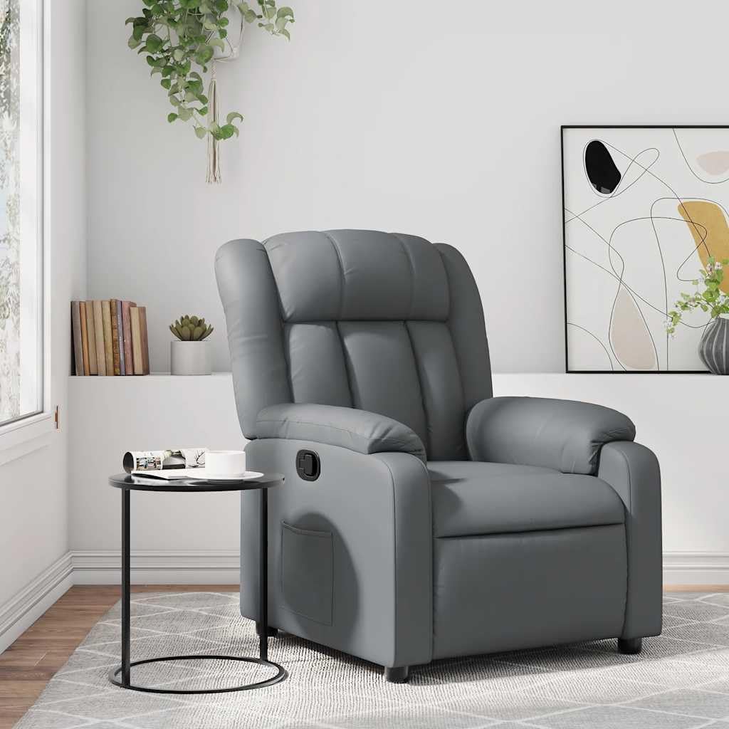 Verstelbare Fauteuil – Relaxstoel – Loungestoel – Zitstoel – Leunstoel – Kunstleer – Handmatig Verstelbaar Tot 135° – Zijvak