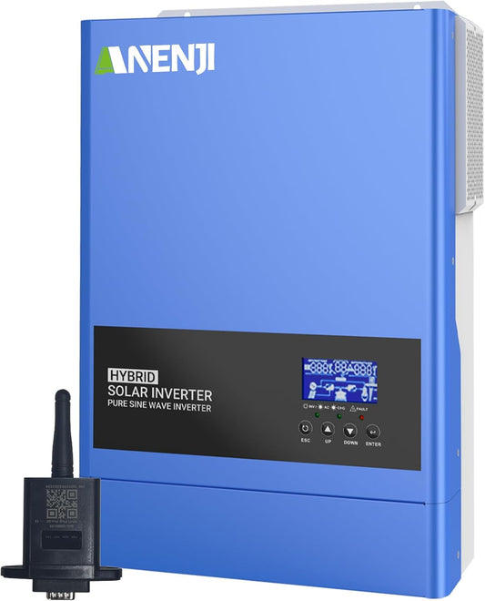Hybride zonne-omvormer 6200 W, 48 V DC naar 230 VAC, zuivere sinusomvormer met 120 A MPPT zonne-laadregelaar, maximale ingangsspanning PV 500 V, voor