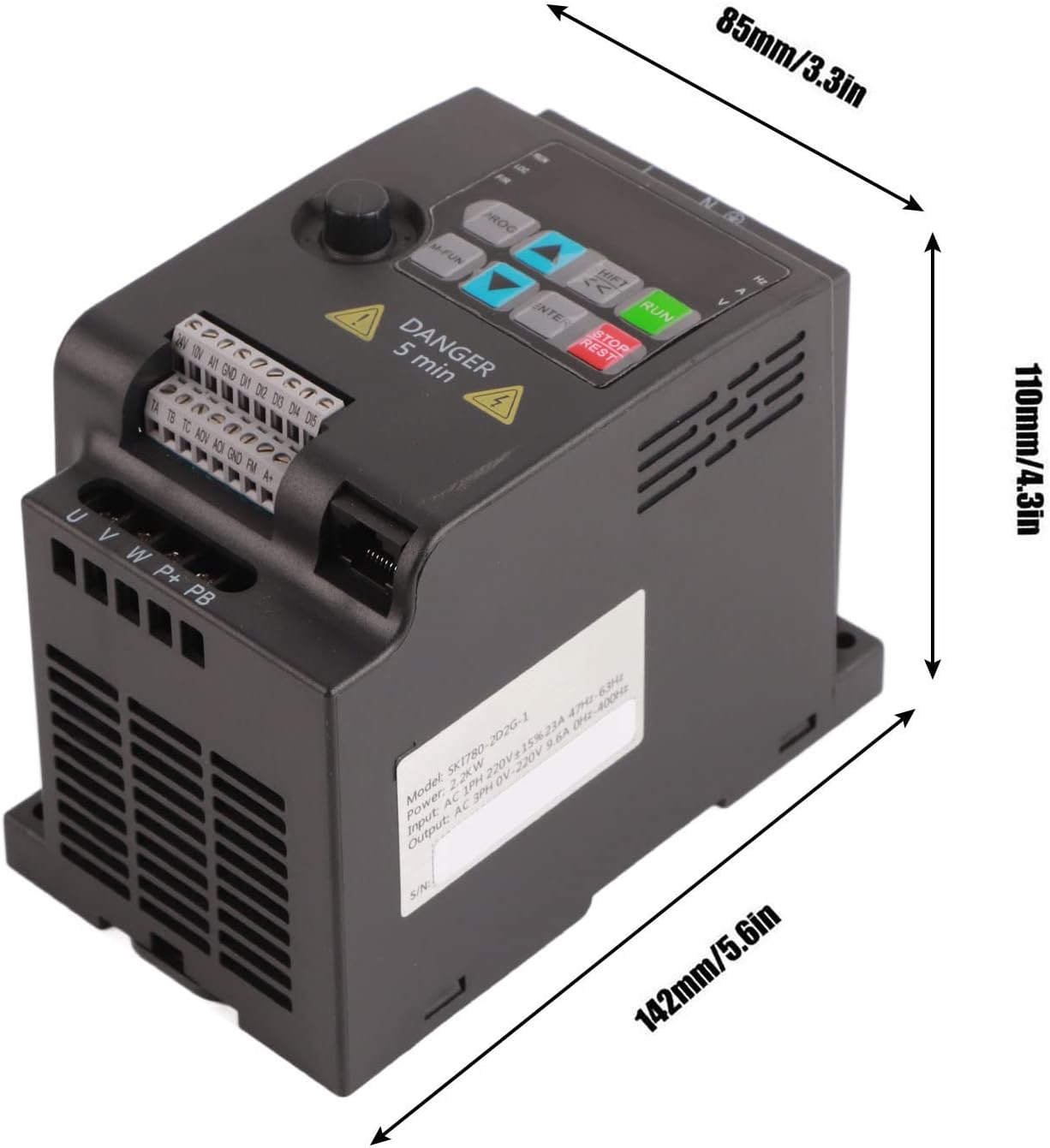 SKI780 Mini VFD 220 V / 380 V omvormer carico Convertitore di frequenza variabele omvormer monofase/trifase CA per motor trifase 0,75/1,5/2,2 kW (220VAC 2,2kW)