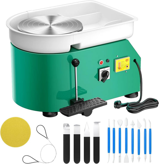 Pottenbakkerstoren, 25 cm, elektrische pedaaltoren, met afneembare ABS-bak en 350 W, draaiplateau voor aardewerk, draaibank, kleigereedschap voor keramiek, doe-het-zelf, knutselen
