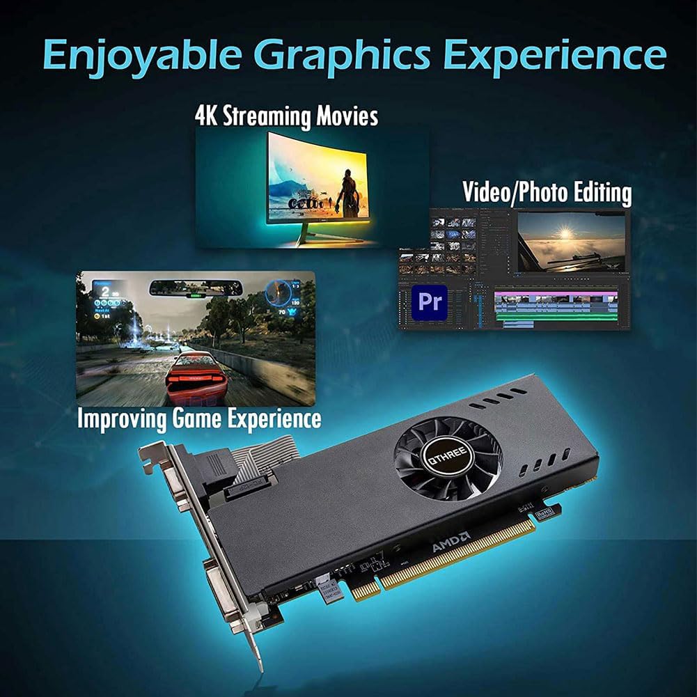 Radeon RX 550 Grafische kaart, 4GB GDDR5 128-bit, laag profiel, DisplayPort 1.4 HDMI DVI-D Dual Link, PCI Express 3.0 x8, Desktop Gaming grafische kaart voor pc, DirectX 12, Computer GPU