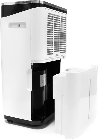 IPOTOOLS Luchtontvochtiger, 25 liter, 24 uur, ruimteontvochtiger voor ruimtes tot 70 m2, met 3 bedrijfsmodi, digitaal display, afvoerslang, wasdroger, timer voor vocht, schimmel, mobiel, 25 liter