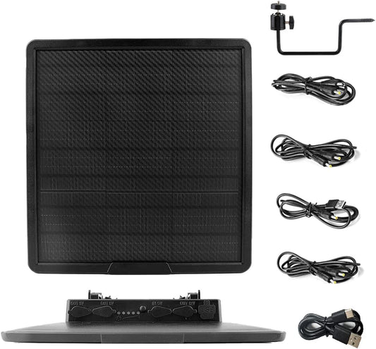 Zonnepaneelset, waterdicht, monokristallijn zonnepaneel, set 25000 mAh, koolstofvezel, uitgang 5 V/6 V/9 V/12 V, 20 W, type C, snel opladen voor 3G/4 wildbeveiligingscamera