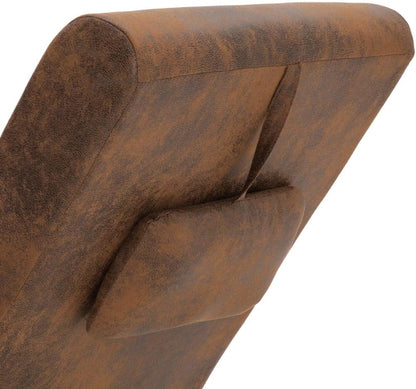 Relax Chair with Cushion, Chaise Lounge with Galvanised Steel Legs, Relax Chair for Living Room, Modern Recamiere with Polyester Chaise Lounge, Brown Suede Look - QUORE
