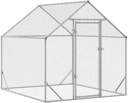 vidaXL Chicken Coop Silver 200x170x177cm Galvanized steel, Garden and terrace, safe chicken enclosure, spacious poultry cage, weatherproof animal enclosure, durable chicken cage - QUORE