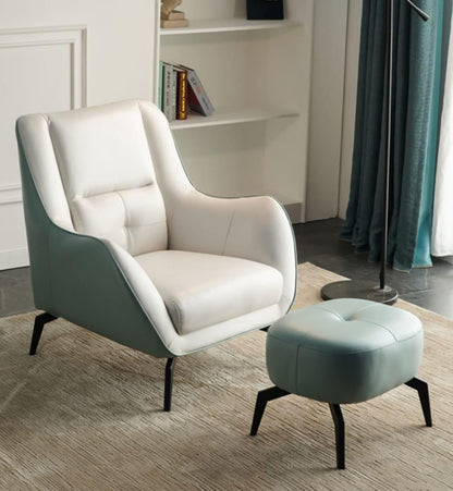 Fauteuil – Armstoel – Leunstoel – Lounge Stoel – Relaxstoel – Hoge Rugleuning – Ademend Stof – Inclusief Voetsteun – Compact Design – Patchwork Bekleding