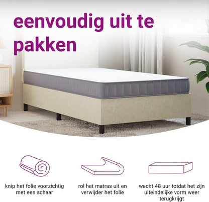 Schuimmatras – Eenpersoonsmatras – Eenpersoons Matras – Matras Schuimrubber – Foam Matras – Middelzacht – 100x200 cm – Afritsbare Wasbare Hoes