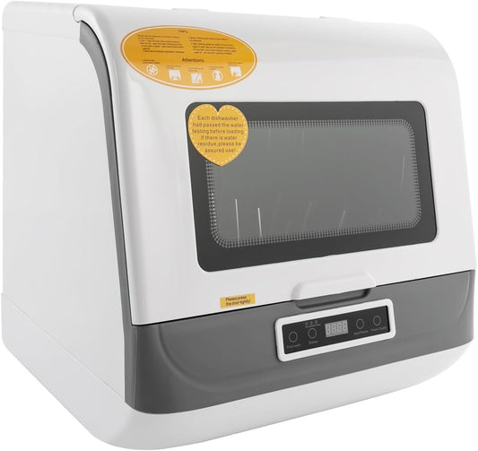 Mini-vaatwasser, 800 W, draagbare tafelvaatwasser met 360° sproeiapparaat, 3 reinigingsmodi, multifunctionele vaatwasser, compacte vaatwasser voor huizen (wit) - QUORE