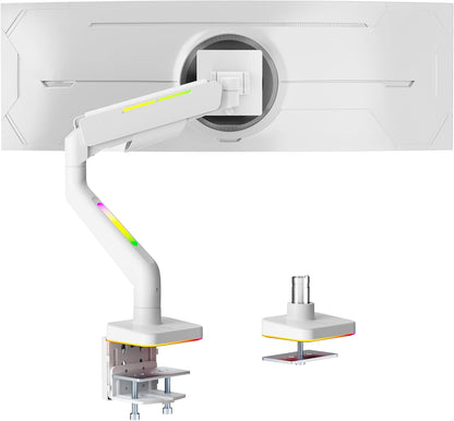 RGB Monitorarm Wit – Monitorhouder – Monitorbeugel – Bureausteun – Schermarm – Geschikt voor 17 Tot 49 Inch – 20 RGB Modi