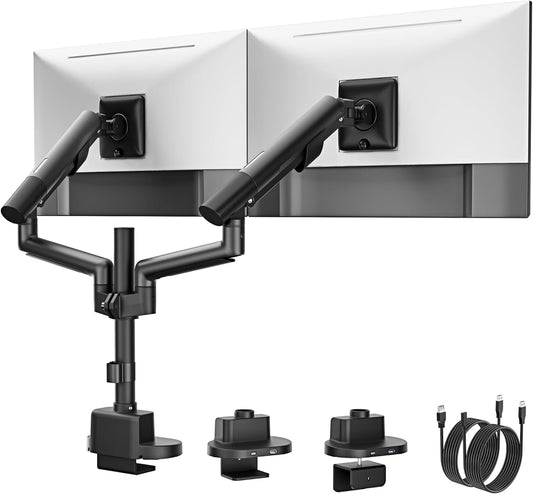 monTEK Dual Monitor Desk Mount met USB A/C voor 17-40"
