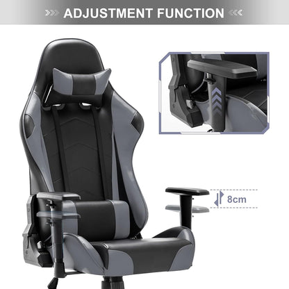 IntimaTe WM Heart Gaming stoel, ergonomische bureaustoel, verstelbare bureaustoelen, verstelbare racestoelen, pc-gamingstoel met hoge rugleuning met armen en rugsteun,52 * 54 * 14,Grijs