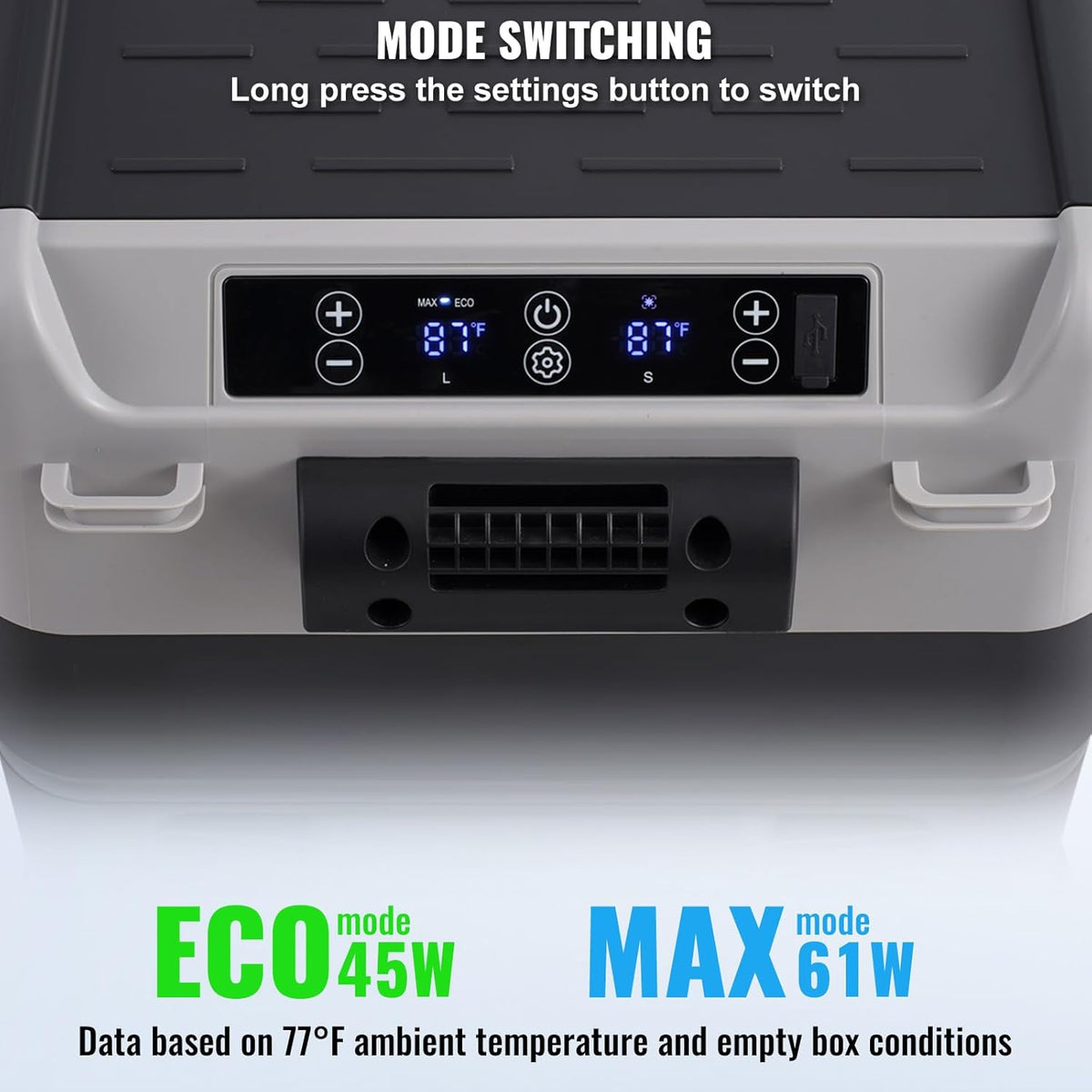 VEVOR Draagbare autokoelkast, 12 V koelkast, draagbare vriezer met twee zones, 50 l, instelbare temperatuur -20~20 °C, compressorkoeler voor thuis, outdoor, camper, auto