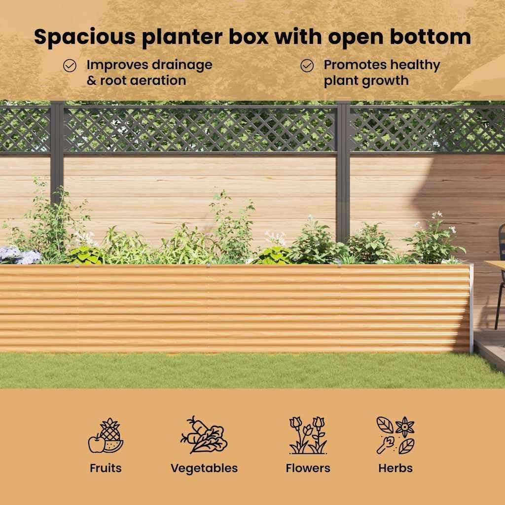 vidaXL Raised Planter 582 x 50 x 68 cm Galvanized Steel, Garden and Patio, Industrial Design, Durable Materials and Modern Styles for Outdoor Spaces, 2 Versatile Uses - QUORE
