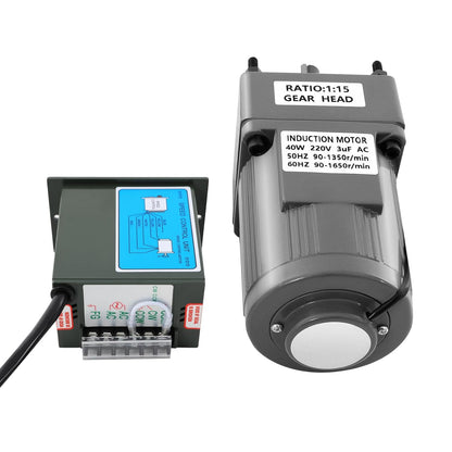 Elektrische Tandwielmotor – Gearmotor – Traploze Motor – Snelheidsregelaar – Enkelfasige Motor – 40 W Vermogen – 0-90 RPM Regelbaar – Aluminiumlegering Behuizing