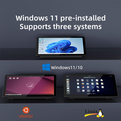 Computer Mini PC Mini Desktop Computers Win 11 Pro N5095, Touch Screen Mini PC 10.1 Inch with 8GB RAM, 128GB ROM, Dual 4K Display Output, HDMI, Dual Rs232, WiFi 5.0, BT 5.0, Type-C - QUORE