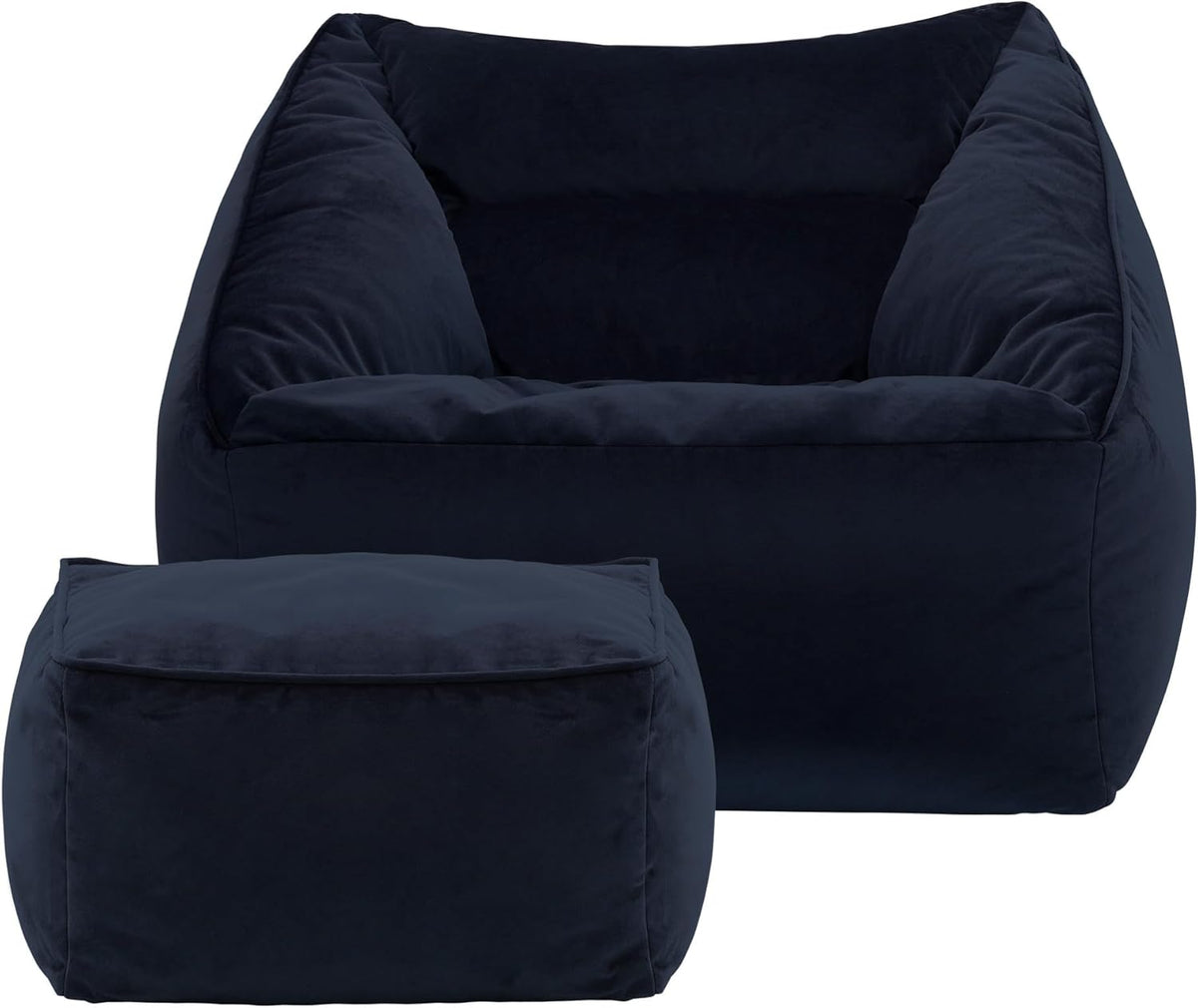 Zitzak – Beanbag – Fauteuil – Lounger – Hocker – Donkerblauw – Fluweel – Inclusief Vulling – Waterafstotende Bodem