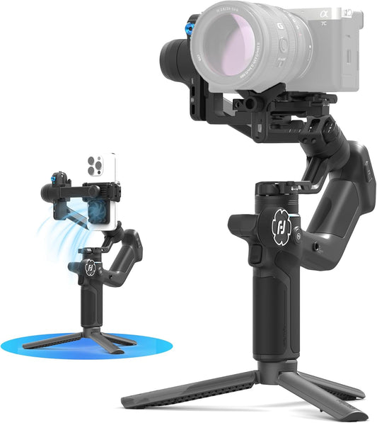 FeiyuTech SCORP MINI 3 Kit – All-in-One Gimbal met AI-Tracking, 2 kg draagvermogen, 1,3" touchscreen & Cooling Phone Clamp – Voor Vlogs, YouTube, TikTok & Camera/Smartphone/Action Cam