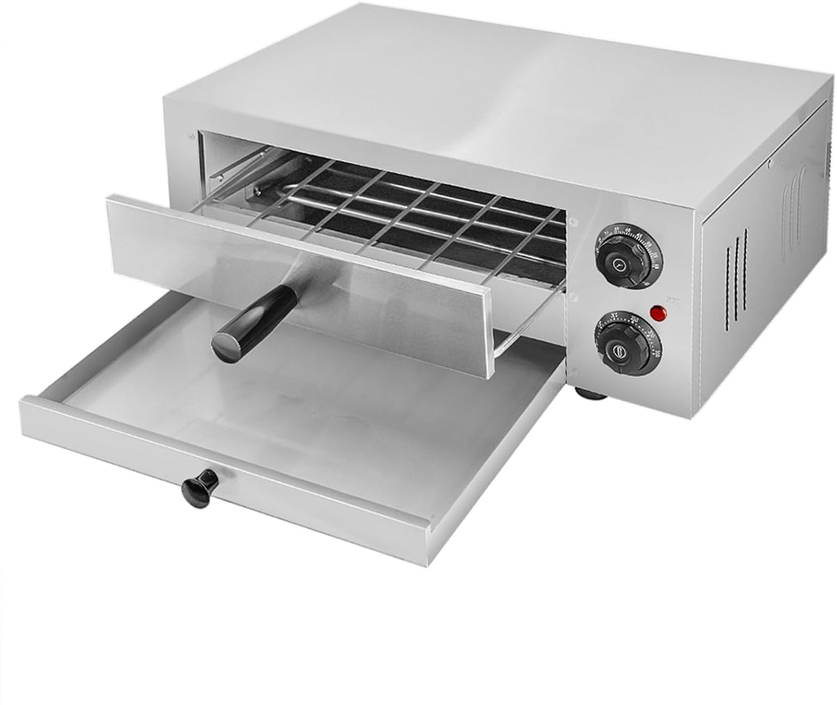 TAIMIKO Elektrische pizzaoven, mini-oven, 12 inch grote professionele elektrische pizzaoven, 1 kamer, pizzabakoven, pizzasteen en rek, gastro, steenoven, brood, cake, pasteien, enz. (30,5 cm)