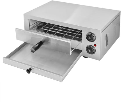 TAIMIKO Elektrische pizzaoven, mini-oven, 12 inch grote professionele elektrische pizzaoven, 1 kamer, pizzabakoven, pizzasteen en rek, gastro, steenoven, brood, cake, pasteien, enz. (30,5 cm)