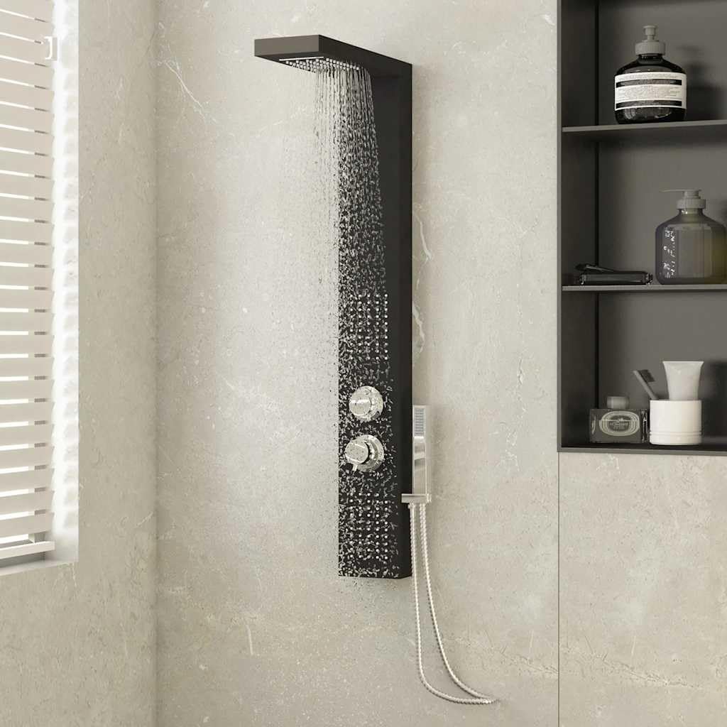Douchepaneel – Douche Systeem – Regendouche – Douchekraan – Handdouche – Mat Zwart – Aluminium – 4 Functies Met Massagejets