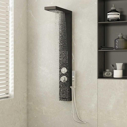Douchepaneel – Douche Systeem – Regendouche – Douchekraan – Handdouche – Mat Zwart – Aluminium – 4 Functies Met Massagejets