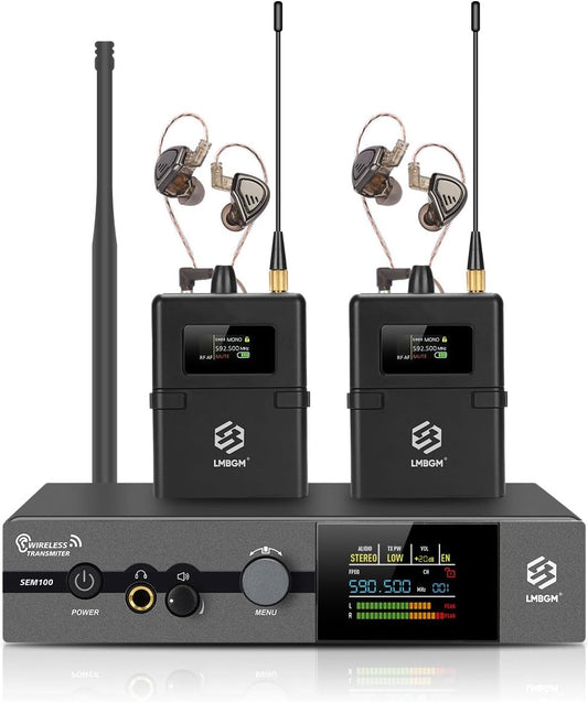 SEM100 Stereo Wireless In-Ear Monitor System - Professioneel IEM-apparaat voor live performance en geluidsstudio (1-kanaal, 1/2 zakzender, high-fidelity-geluidskwaliteit) (SEM100-2)
