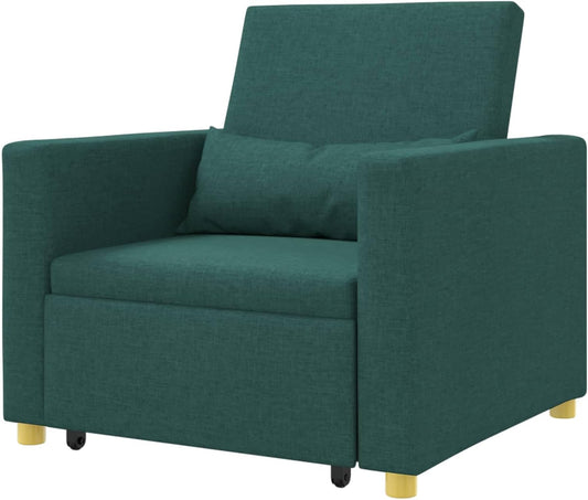 vidaXL Modern Ergonomic Armchair Dark Green | Compact Soft Upholstered Chair For Living Room Stylish Seating With Wheels Comfortable Reading Style Durable Stain Resistant Polyester Chairs Gezell - QUORE