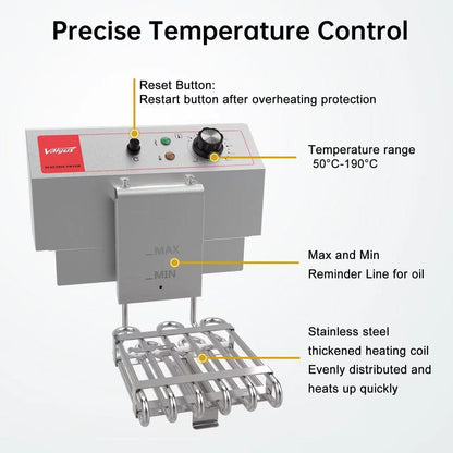 Valgus Professionele elektrische friteuse van roestvrij staal, 3300 W, 16 liter, grote keuken, friteuse met mand en deksel, afvoersysteem